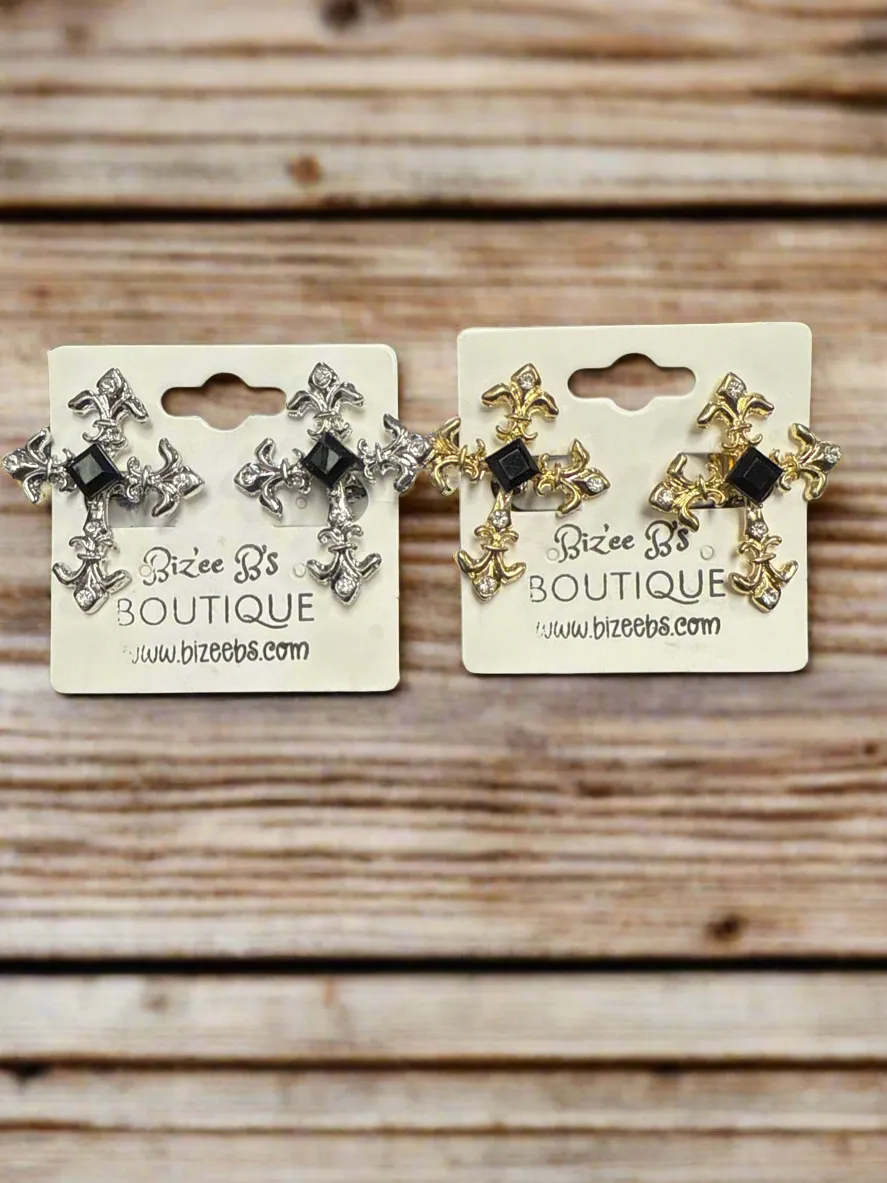 Cross Clip On Earrings