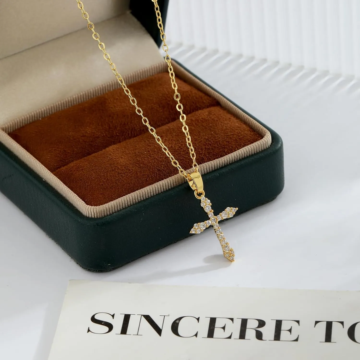 Cross Necklace for Women 14K Gold/Silver Plated Dainty Small Cross Pendant Choker Simple Trendy Cute Cross Charm Chain Necklace Religious Faith Jewelry Gift
