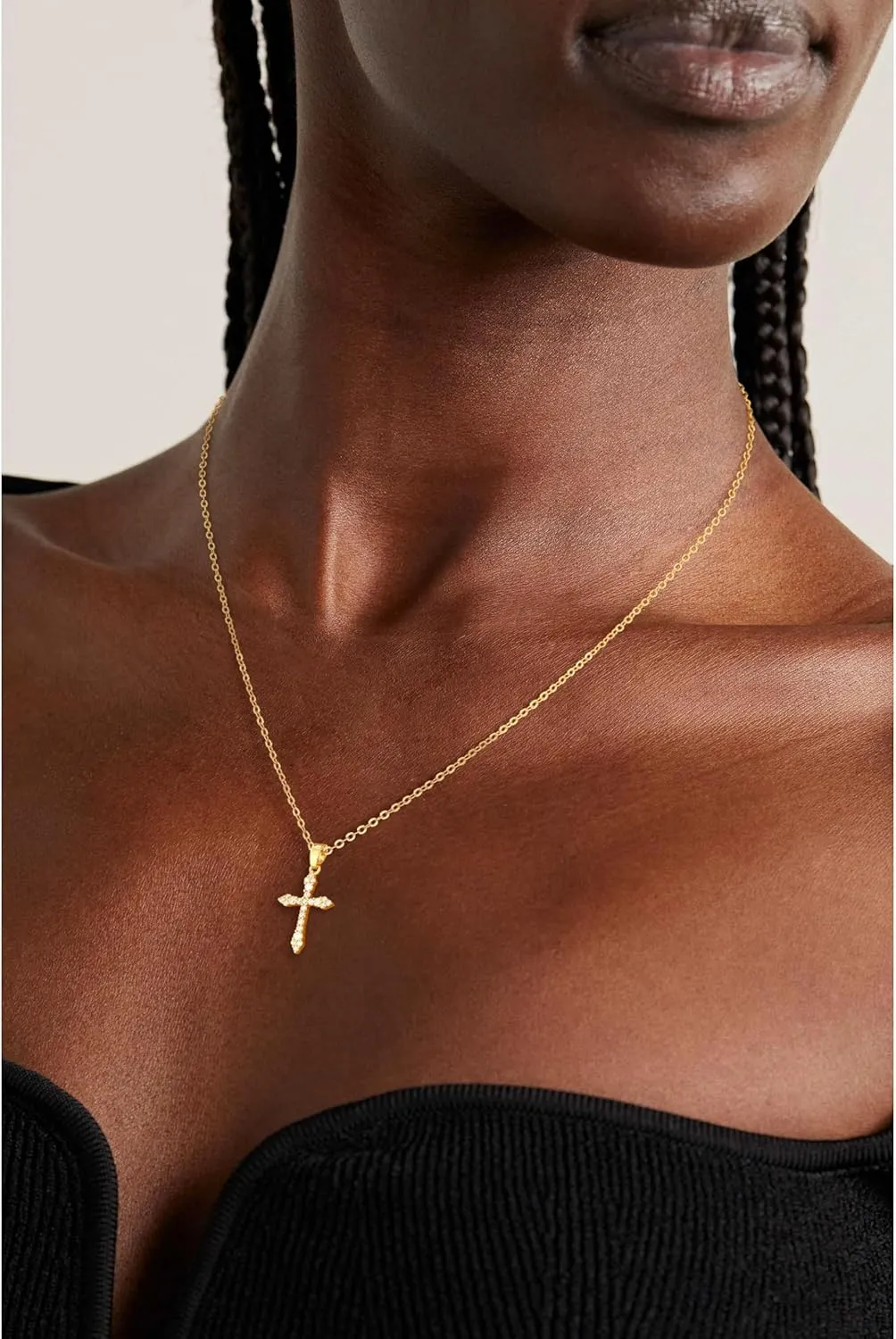 Cross Necklace for Women 14K Gold/Silver Plated Dainty Small Cross Pendant Choker Simple Trendy Cute Cross Charm Chain Necklace Religious Faith Jewelry Gift