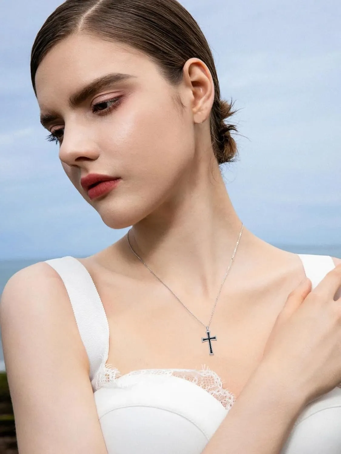 Cross Necklaces for Women 925 Sterling Silver Cross Pendant Christmas Religious Jewelry Gifts
