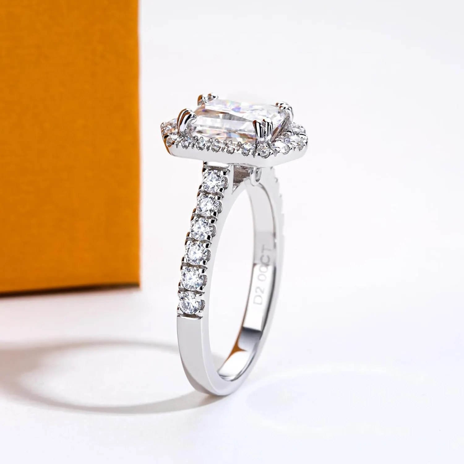 Cushion/Radiant Cut Moissanite Engagement Rings for Women 2/2.634cttw D Color VVS1 Clarity 925 Sterling Silver Wedding Promise Anniversary Rings with Certificate
