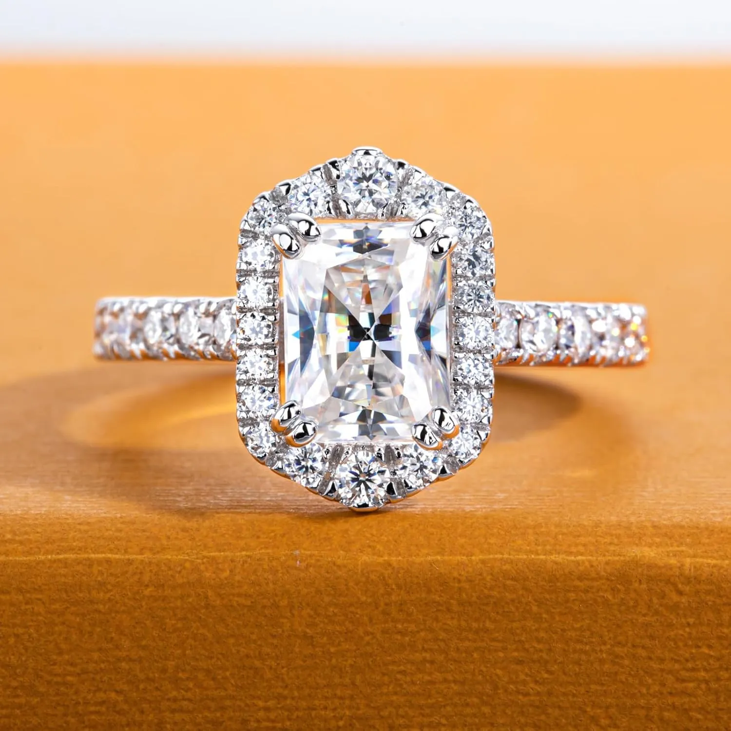 Cushion/Radiant Cut Moissanite Engagement Rings for Women 2/2.634cttw D Color VVS1 Clarity 925 Sterling Silver Wedding Promise Anniversary Rings with Certificate