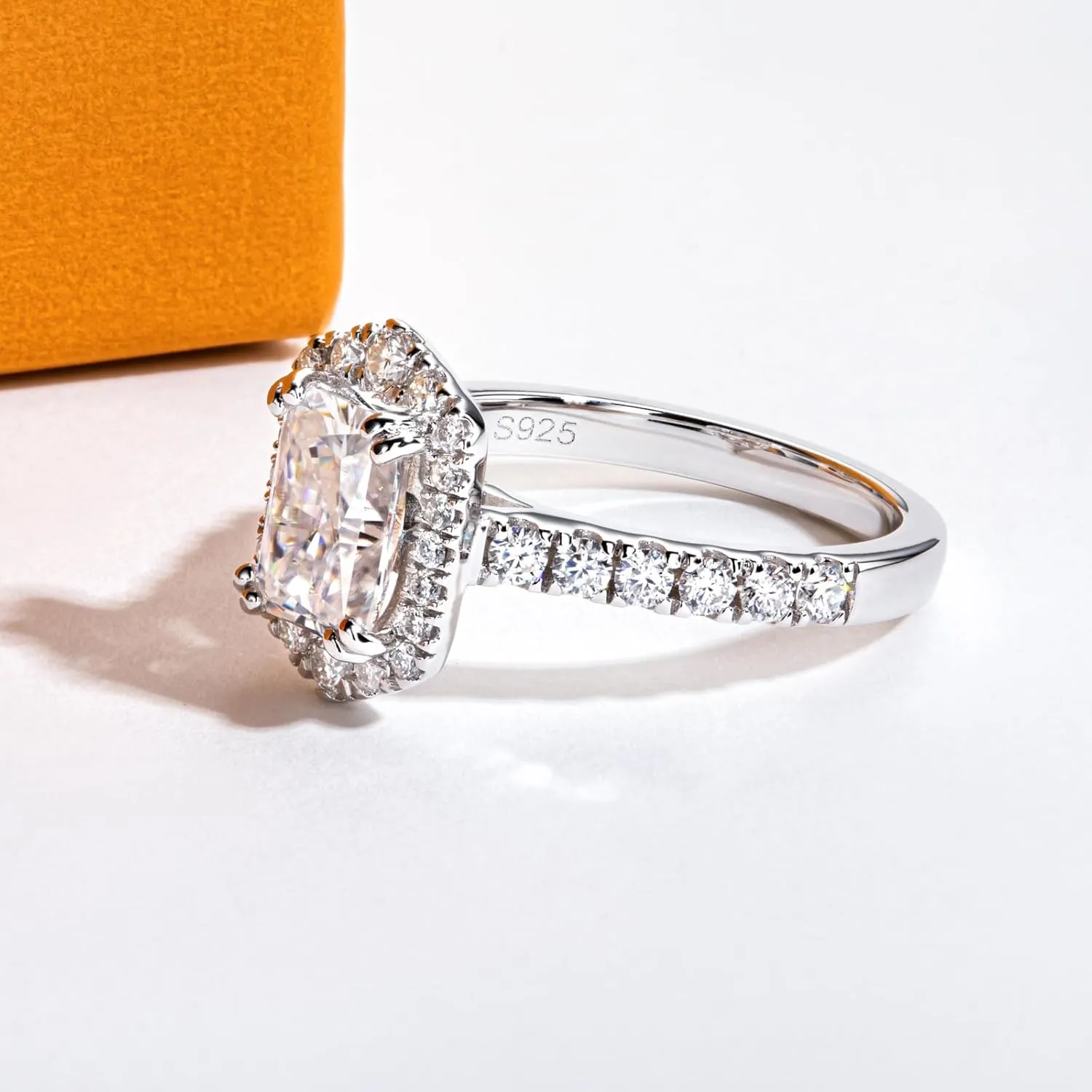 Cushion/Radiant Cut Moissanite Engagement Rings for Women 2/2.634cttw D Color VVS1 Clarity 925 Sterling Silver Wedding Promise Anniversary Rings with Certificate