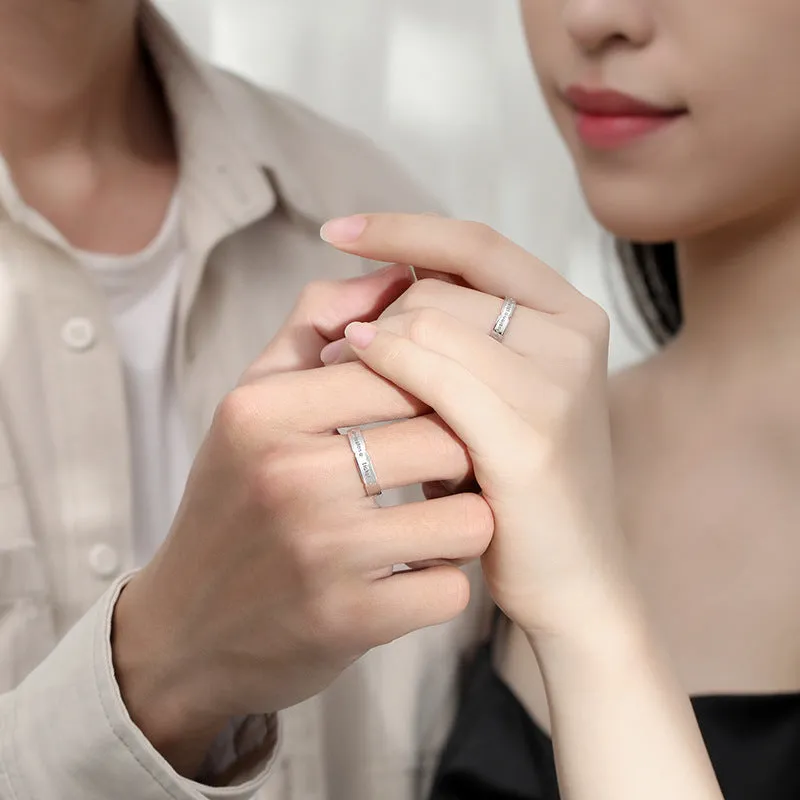 Custom Engravable Couple Rings Set Adjustable Size
