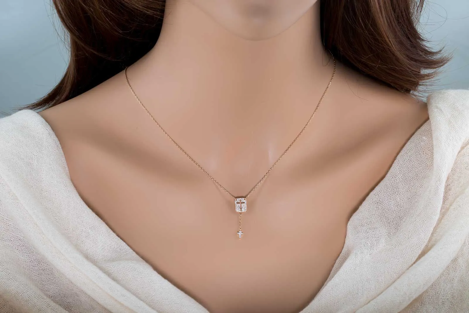 Cut Out Cross Diamond Necklace