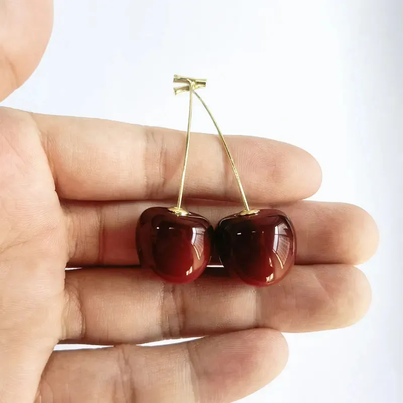 Cute Small Fresh Sweet Lovely Fruit Red Cherry Y2K Earring