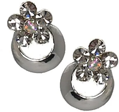Daisychain Silver tone Crystal Clip On Earrings