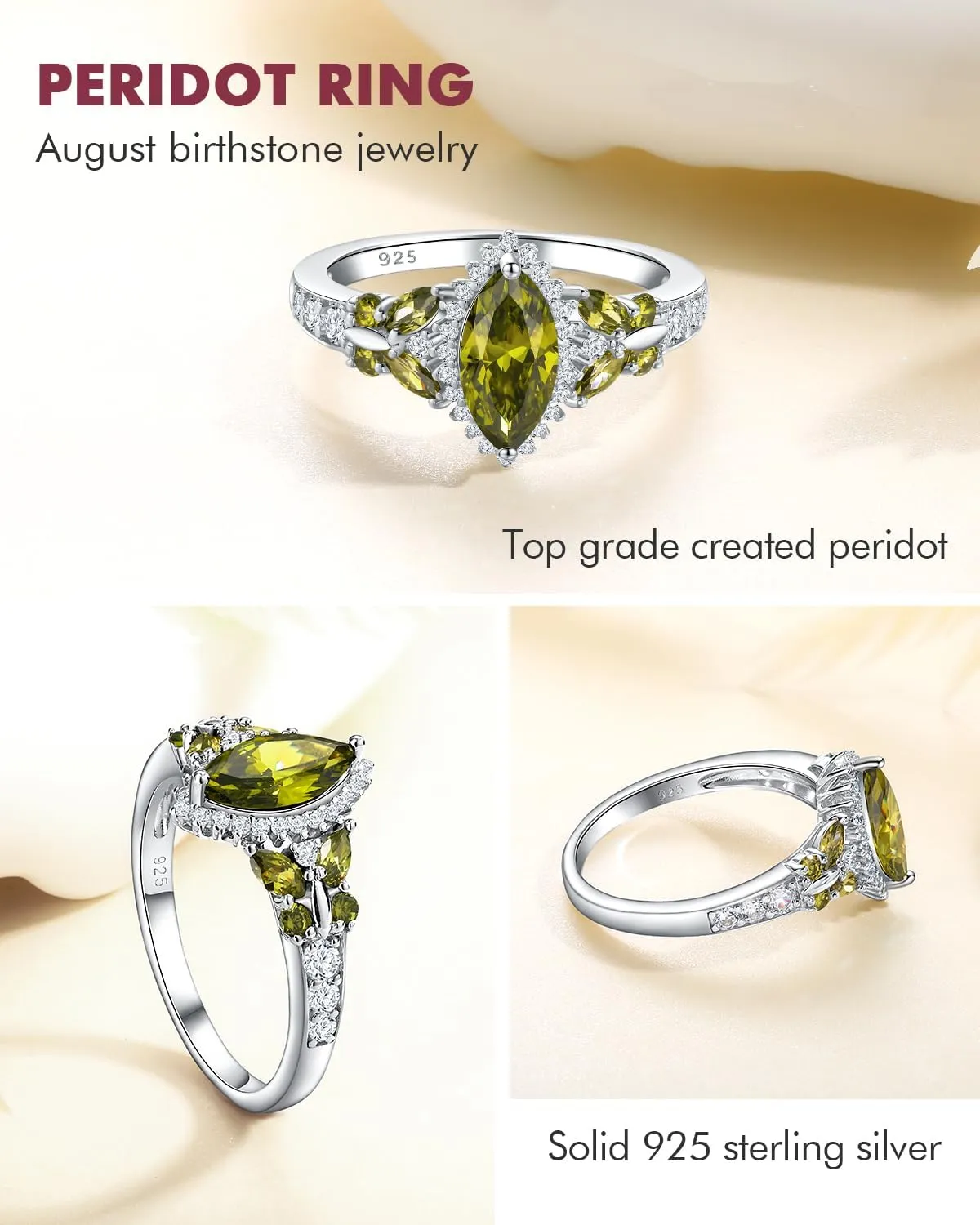 DAYBYDAY Butterfly Birthstone Rings for Women, 925 Sterling Silver Created Gemstone 5A Cubic Zirconia Cushion/Marquise Engagement Ring, 2ct Halo Promise Rings for Her Anniversary Wedding Jewerly