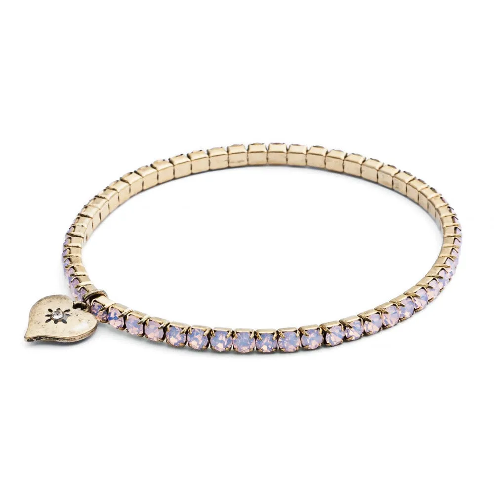 Diamante Coloured Stretch Bracelet Brass Plating