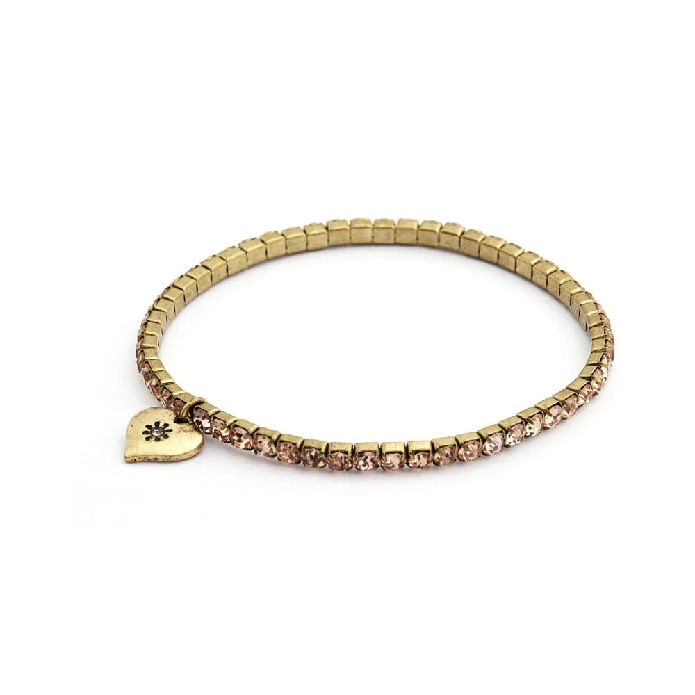 Diamante Coloured Stretch Bracelet Brass Plating