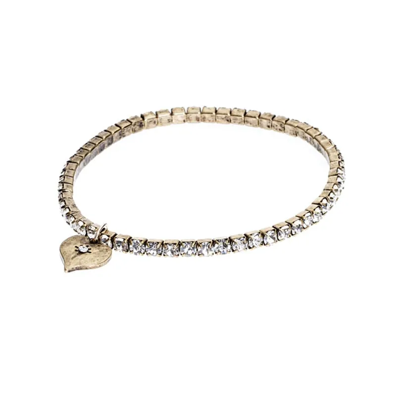 Diamante Coloured Stretch Bracelet Brass Plating