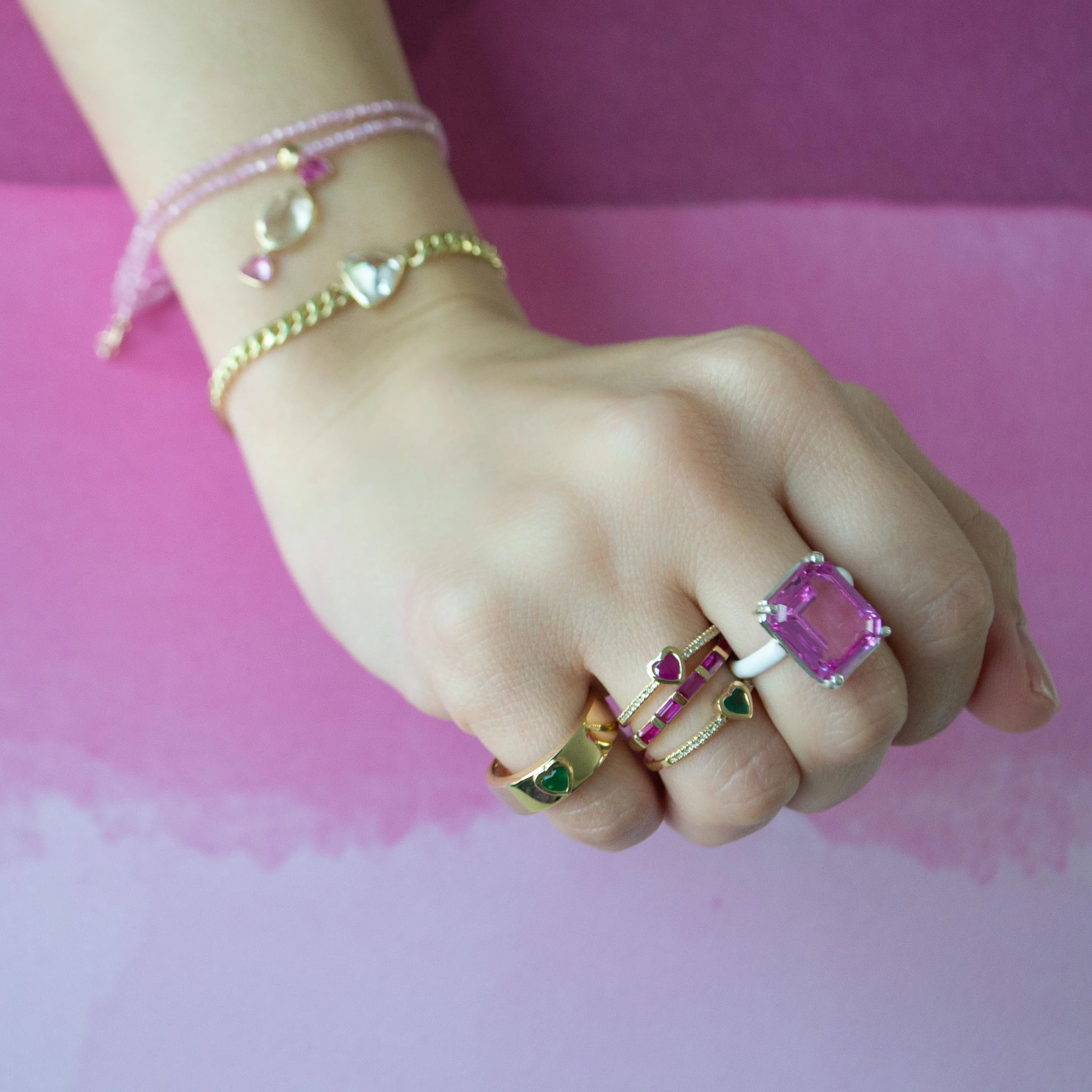 Diamond Band Bezel Heart Ring (More Colors available)