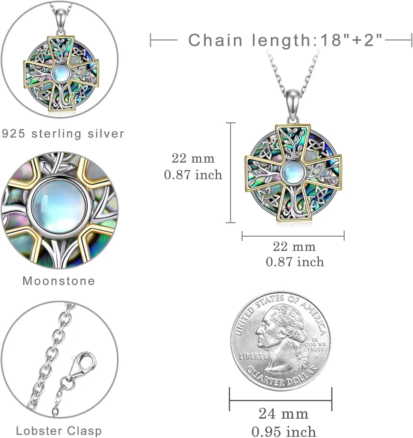 Dragonfly/Butterfly/Owl Necklaces for Women 925 Sterling Silver Moonstone Witch/Evil Eye/Celtic Cross Pendant Necklaces Boho Jewelry Gifts for Women