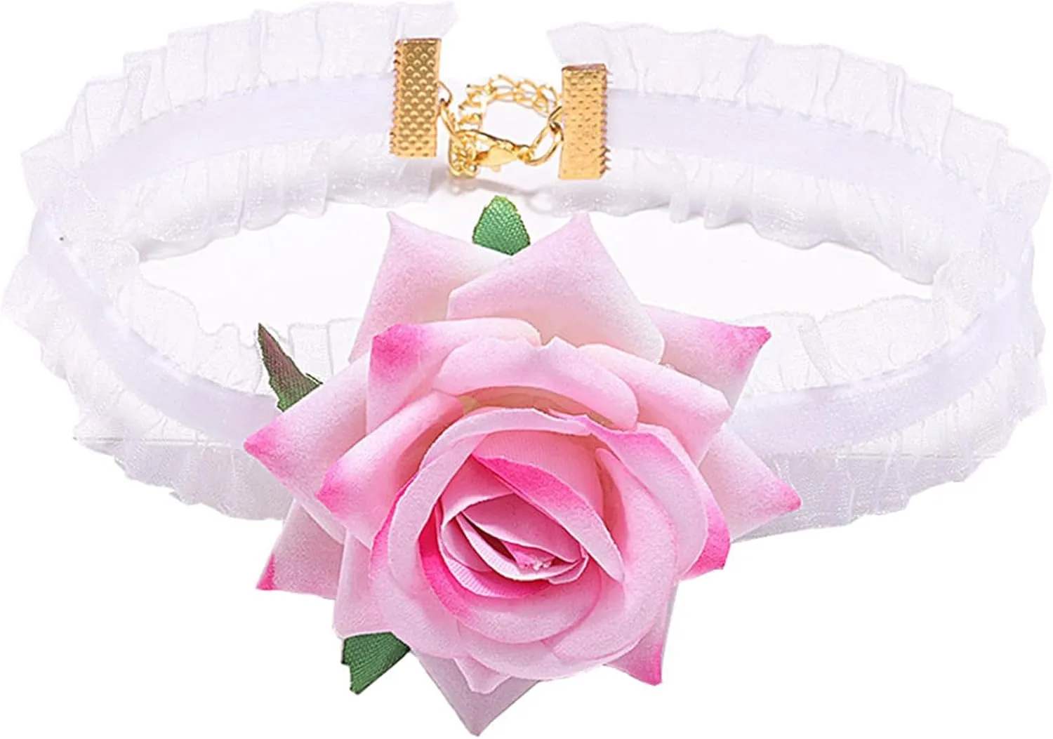 Dreuyet Gothic Large Rose Choker Necklace for Women Personalized Vintage Artificial Flower Lace Necklace Bride Wedding Party Summer Necklaces
