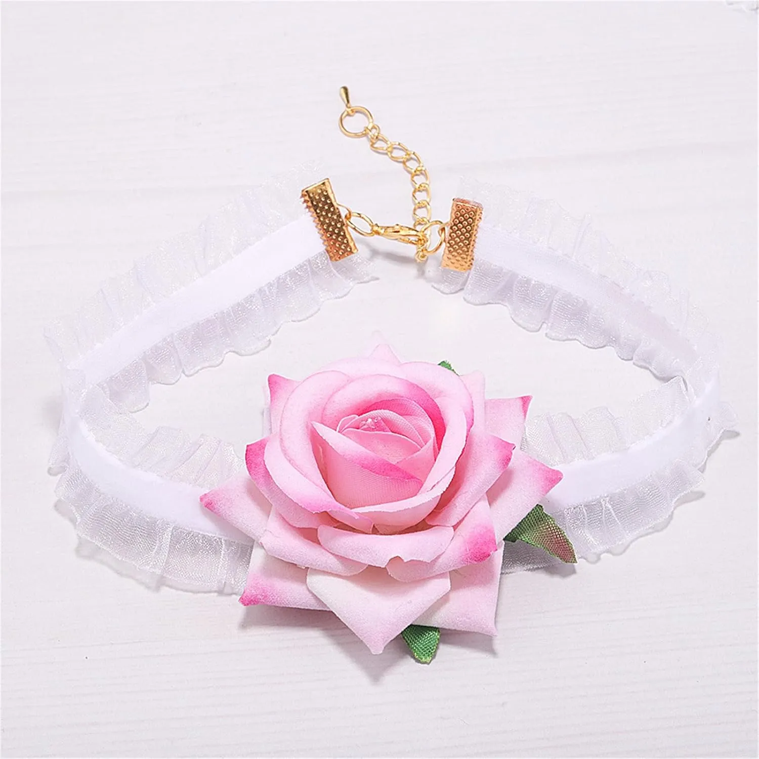 Dreuyet Gothic Large Rose Choker Necklace for Women Personalized Vintage Artificial Flower Lace Necklace Bride Wedding Party Summer Necklaces