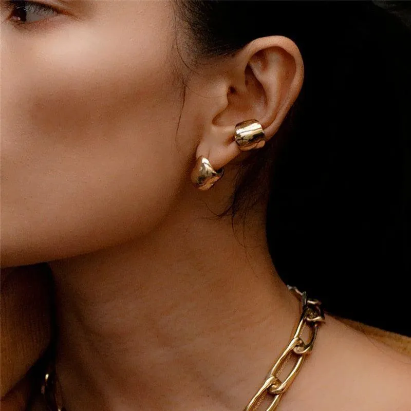 Earring Charm Jewelry Simple Metal Ear clip Minimalist Copper Geometric YOS0250