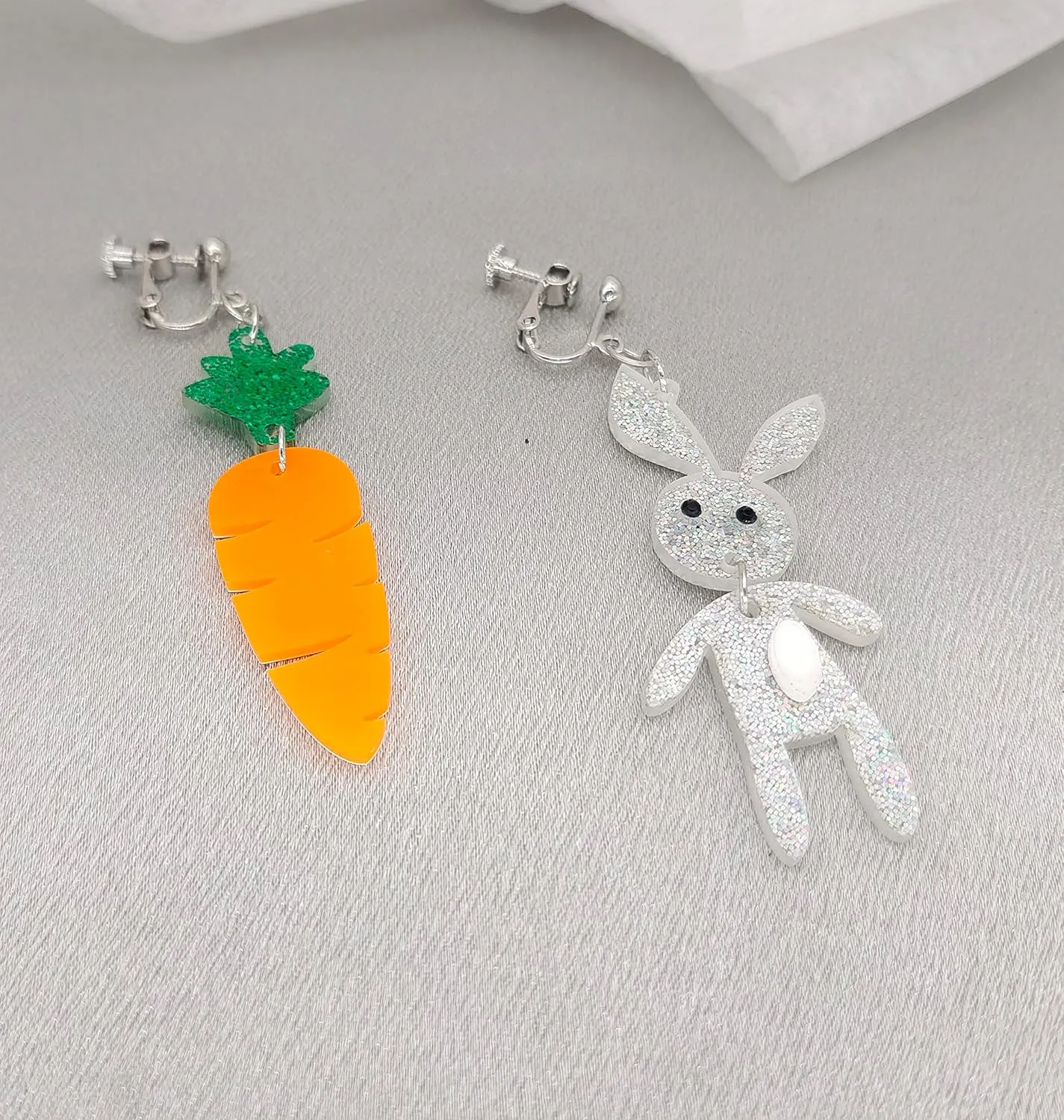 Easter Bunny Clip on Earrings No Pierced Earrings Acrylic Leopard Rabbit Clip on Earrings Easter Jewelry Gift for Women