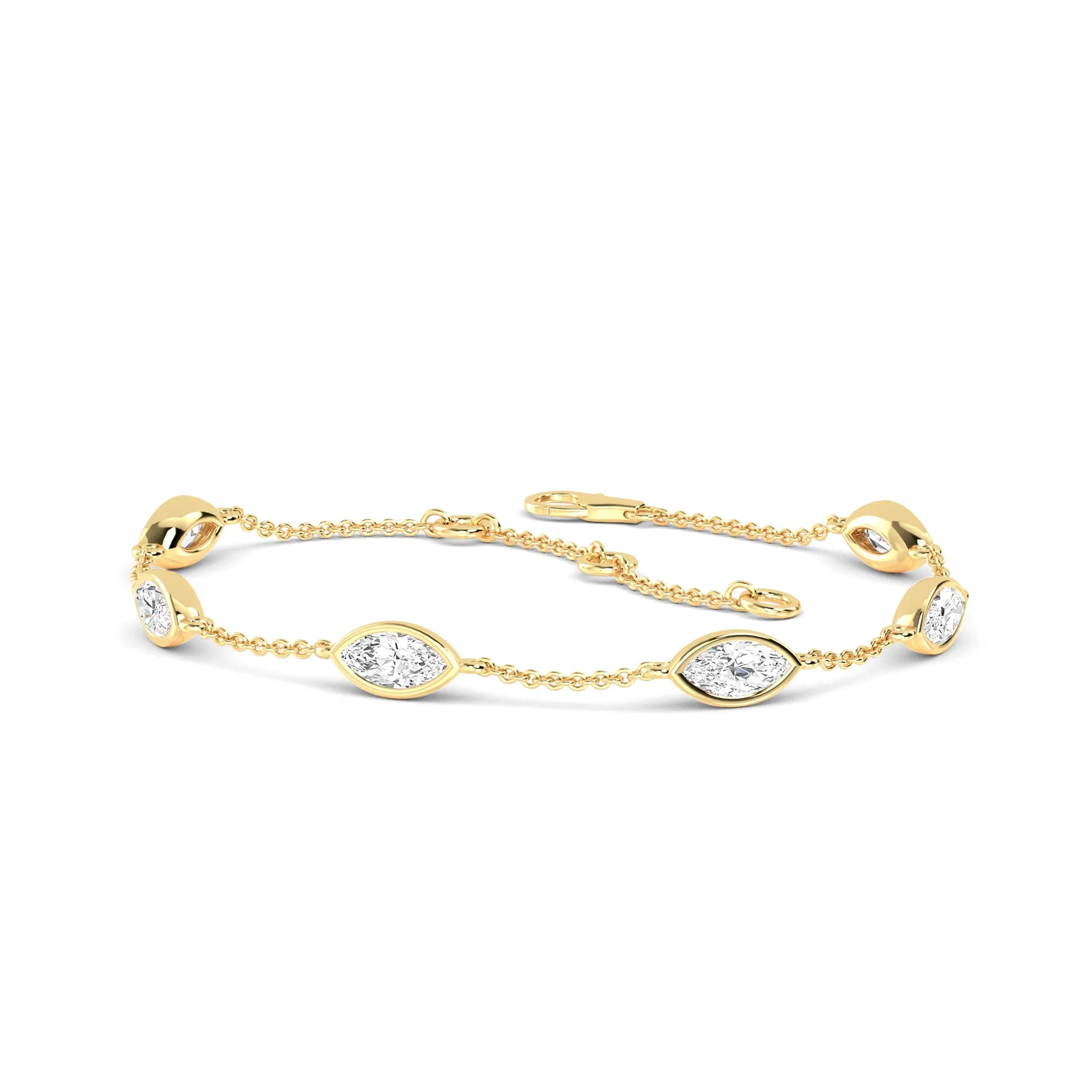 Elegant Marquise Diamond Gold Bracelet