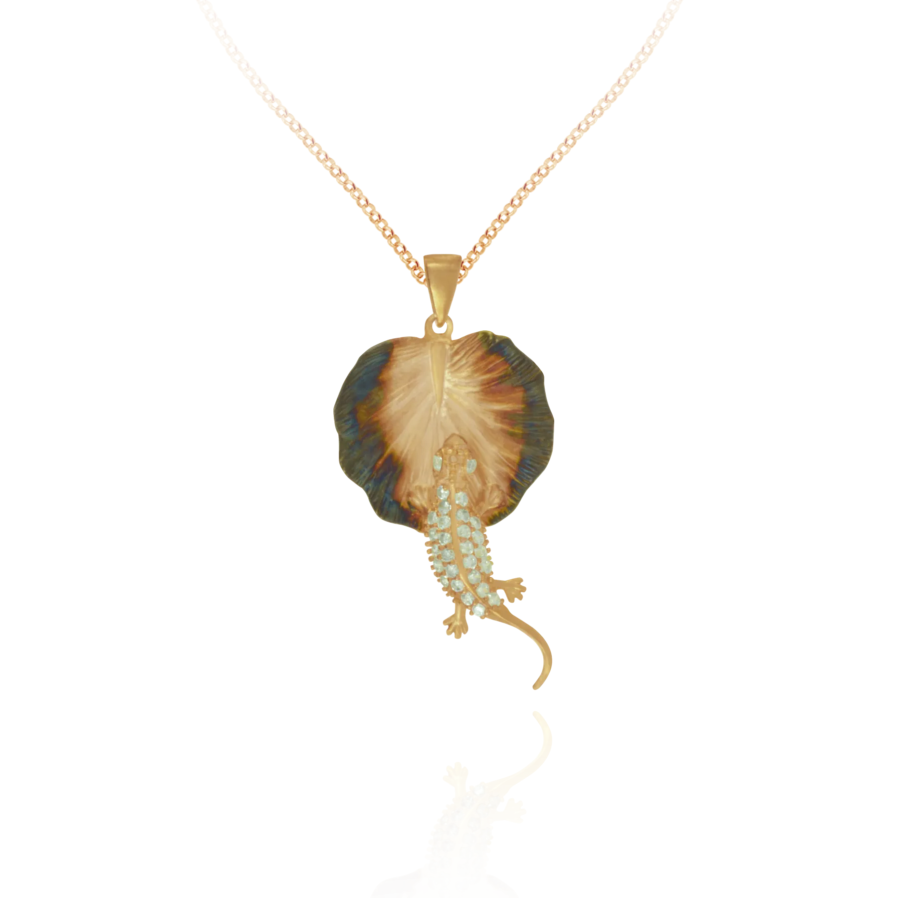 Ember Leaf with Sparkling Lizard Pendant