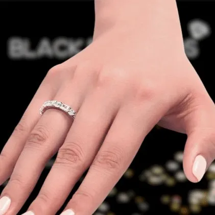 Emerald Cut Created Diamond Wedding Band