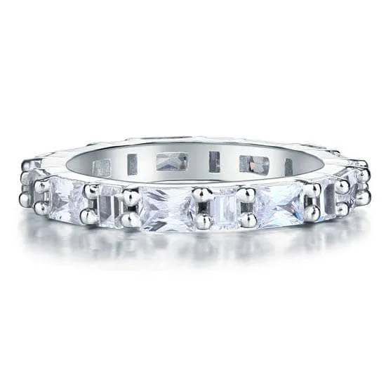 Emerald Cut Created Diamond Wedding Band
