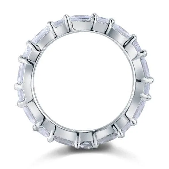 Emerald Cut Created Diamond Wedding Band