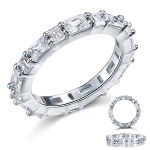 Emerald Cut Created Diamond Wedding Band