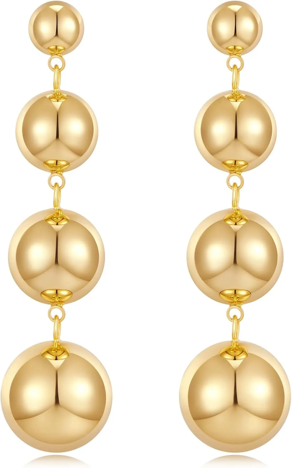 FAMARINE Gold Silver Long Earrings Women Dangle Ball Earrings Simple Jewelry
