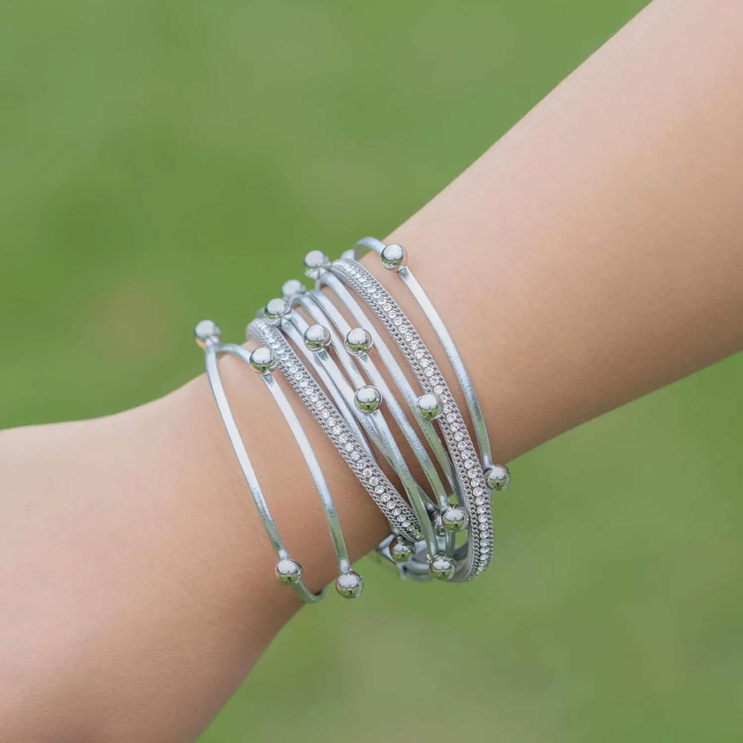 FANCY SHINY Leather Beaded Bracelet Boho Wrap Bracelets Gothic Jewelry Stackable Goth Bracelets with Magnetic Clasp