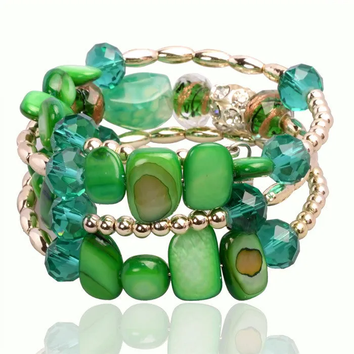 Fashion Imitation Gemstone Jewelry Charm Bracelet Handcraft Multilayer Natural Stone Resin bracelet bangles For Women