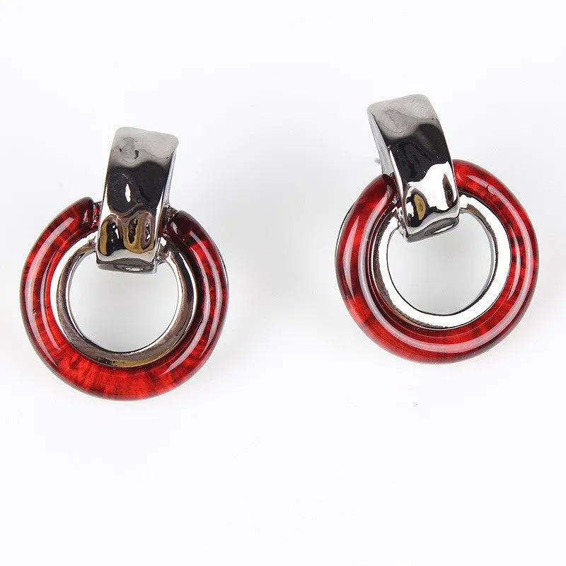 Fashion Jewelry Sets Gunmetal Plated Unique Design Red/Gray/Purpld Color High Quality Party Gifts