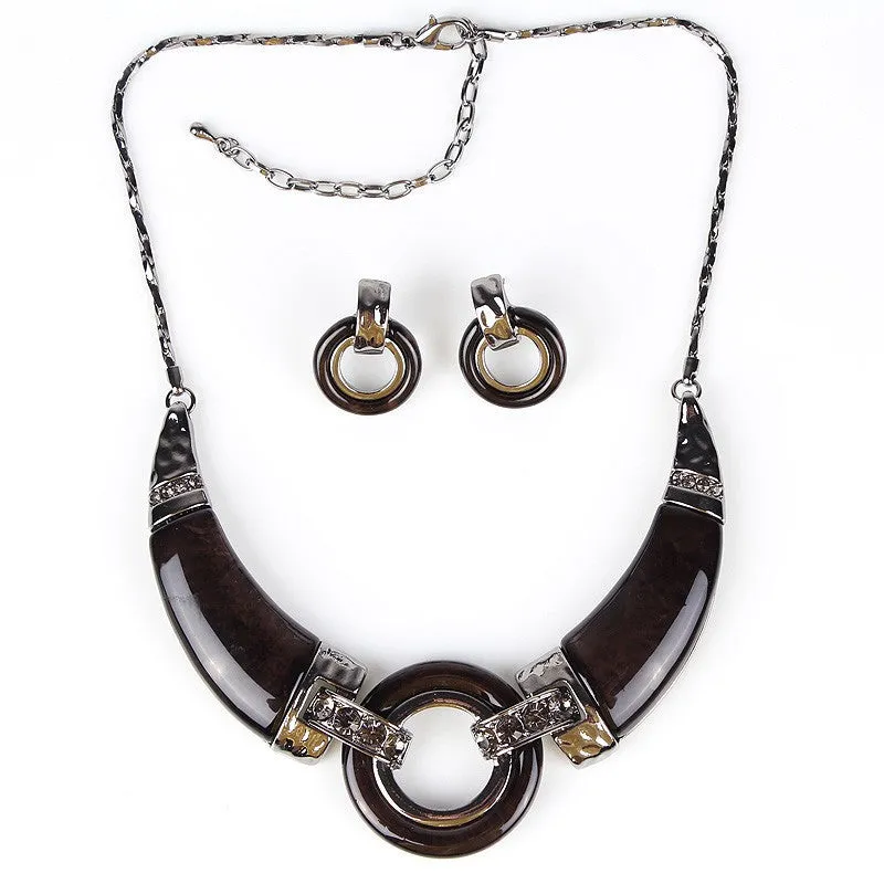Fashion Jewelry Sets Gunmetal Plated Unique Design Red/Gray/Purpld Color High Quality Party Gifts