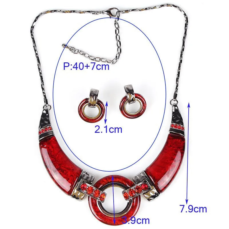 Fashion Jewelry Sets Gunmetal Plated Unique Design Red/Gray/Purpld Color High Quality Party Gifts