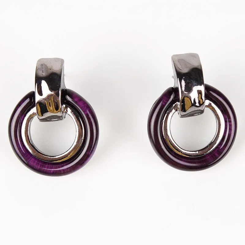 Fashion Jewelry Sets Gunmetal Plated Unique Design Red/Gray/Purpld Color High Quality Party Gifts