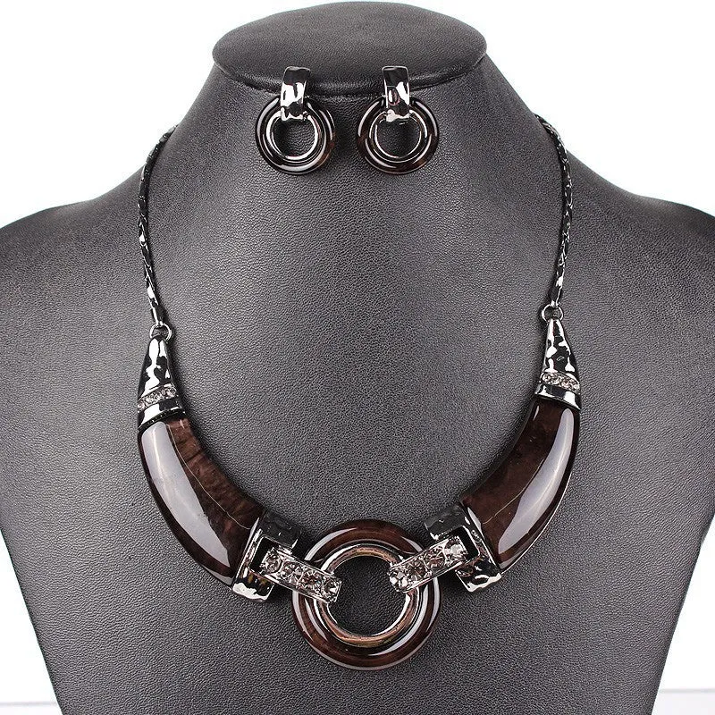 Fashion Jewelry Sets Gunmetal Plated Unique Design Red/Gray/Purpld Color High Quality Party Gifts
