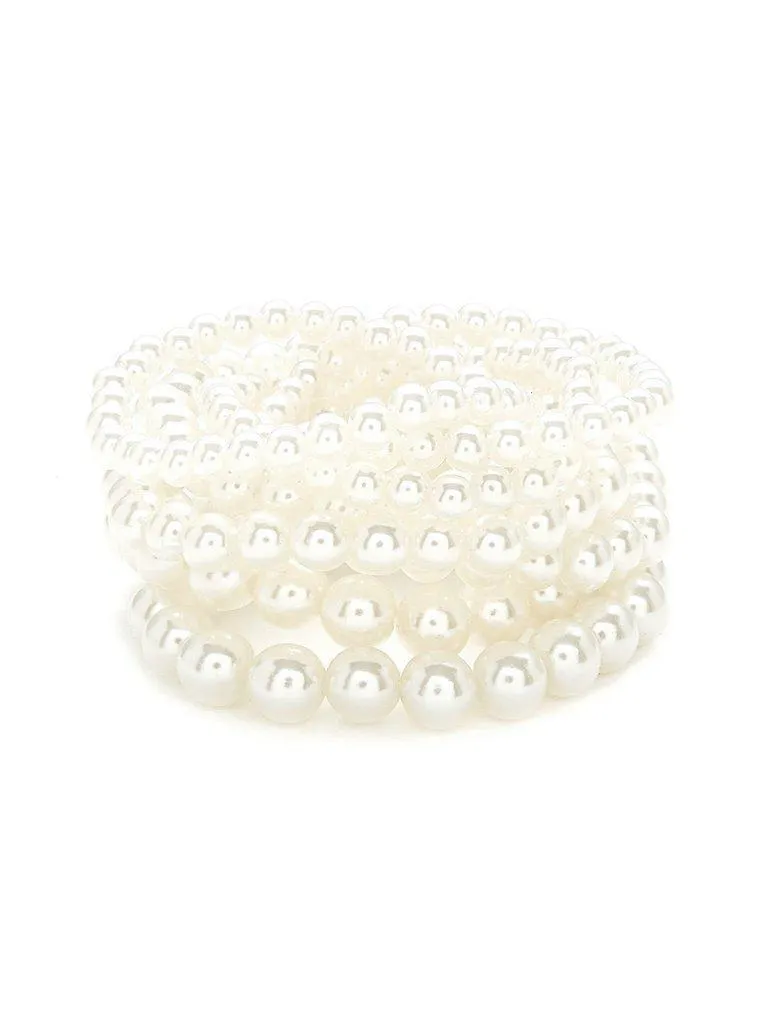 Faux Pearl Design Beaded Bracelet Set