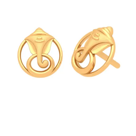 Flawless 22k Gold Earrings With Ganesha Design Motif From Goldlite Collection