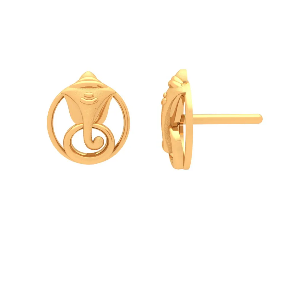Flawless 22k Gold Earrings With Ganesha Design Motif From Goldlite Collection