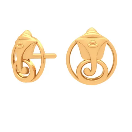 Flawless 22k Gold Earrings With Ganesha Design Motif From Goldlite Collection
