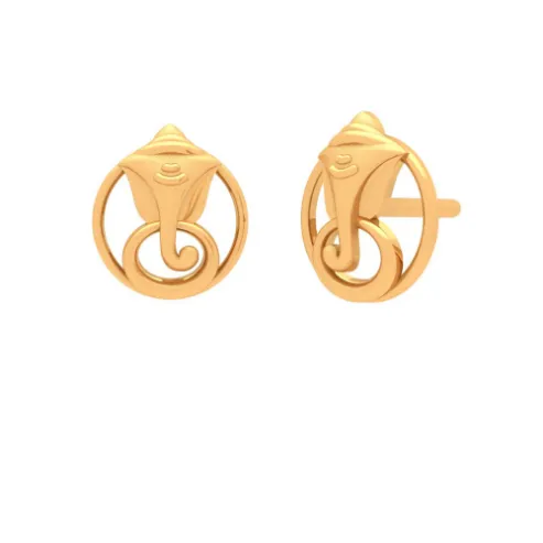 Flawless 22k Gold Earrings With Ganesha Design Motif From Goldlite Collection