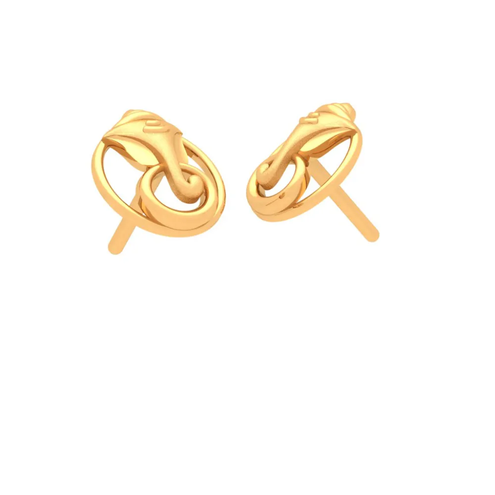 Flawless 22k Gold Earrings With Ganesha Design Motif From Goldlite Collection