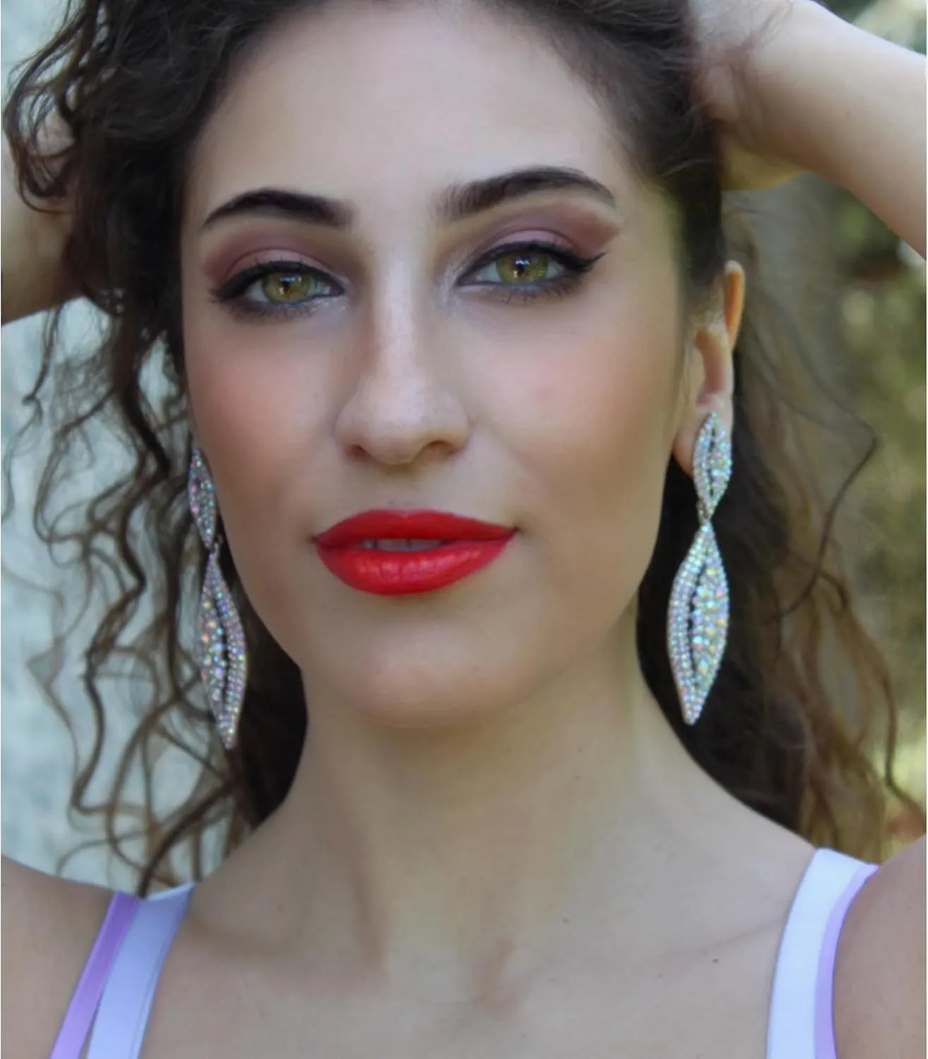 Flyonce Clip On Earrings for Women, Glitter Rhinestone Crystal Wedding Bridal Clip-on Drop Dangle Earring for Non Pierced Ears