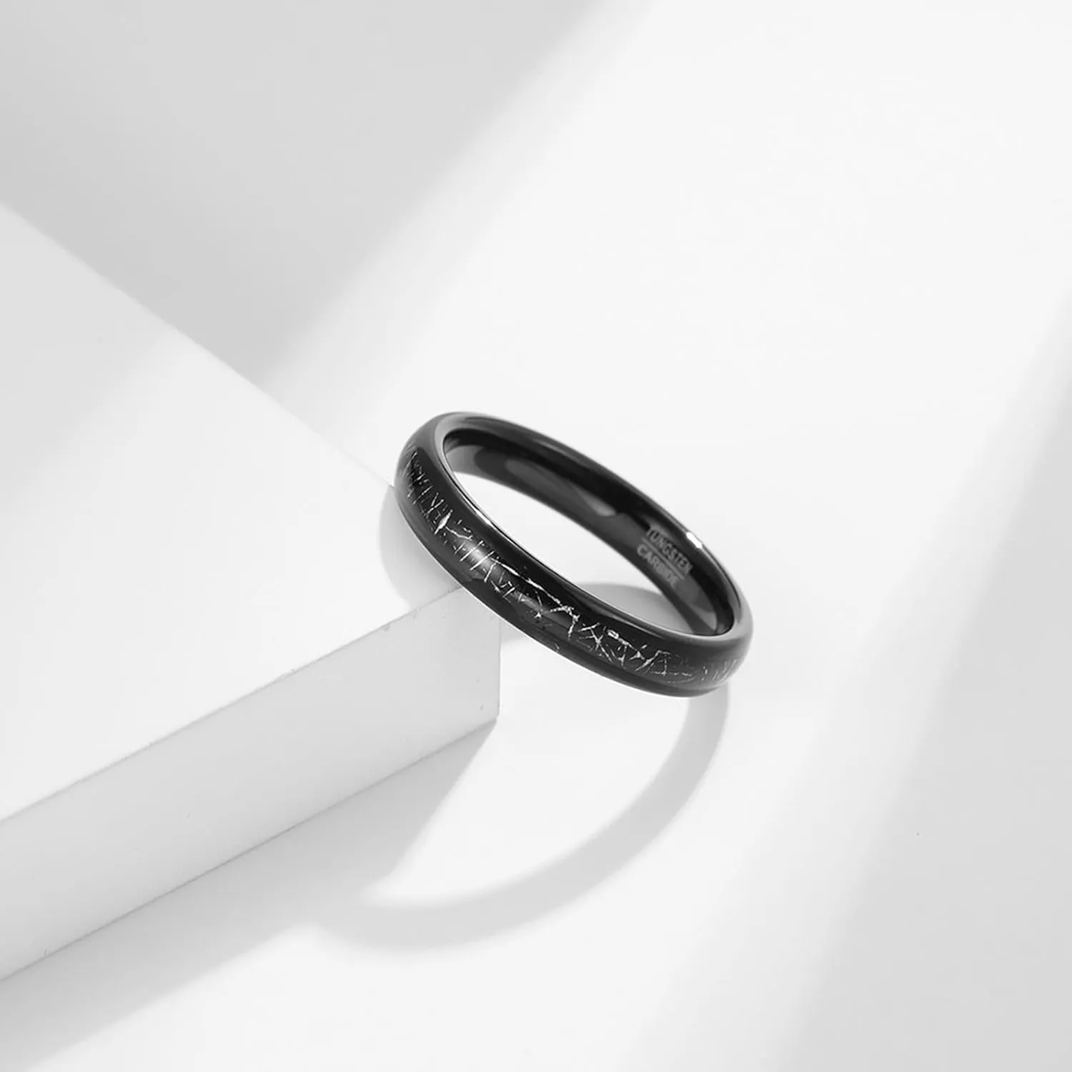 Gay Matching Rings, Mens Tungsten Carbide Rings 2PCS 4mm Black Ring Inlay Metal Wedding Bands Size Women 6 Men 7 for Couple Promise Jewelry