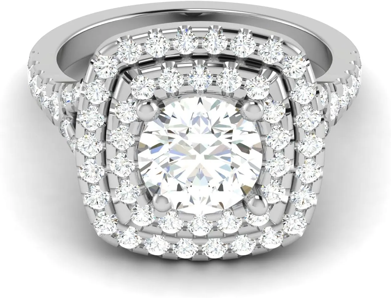 GEMHUB Couples Promise Ring White Gold 14k 2.43 CARAT Round Shape Double Halo Diamond G VS1 Lab Created Sizable