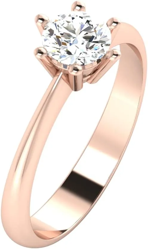 GEMHUB Lab Created G VS1 Diamond 14k Rose Gold 0.5 CT Round Shape Solitaire Couples Promise Ring Size 4 5