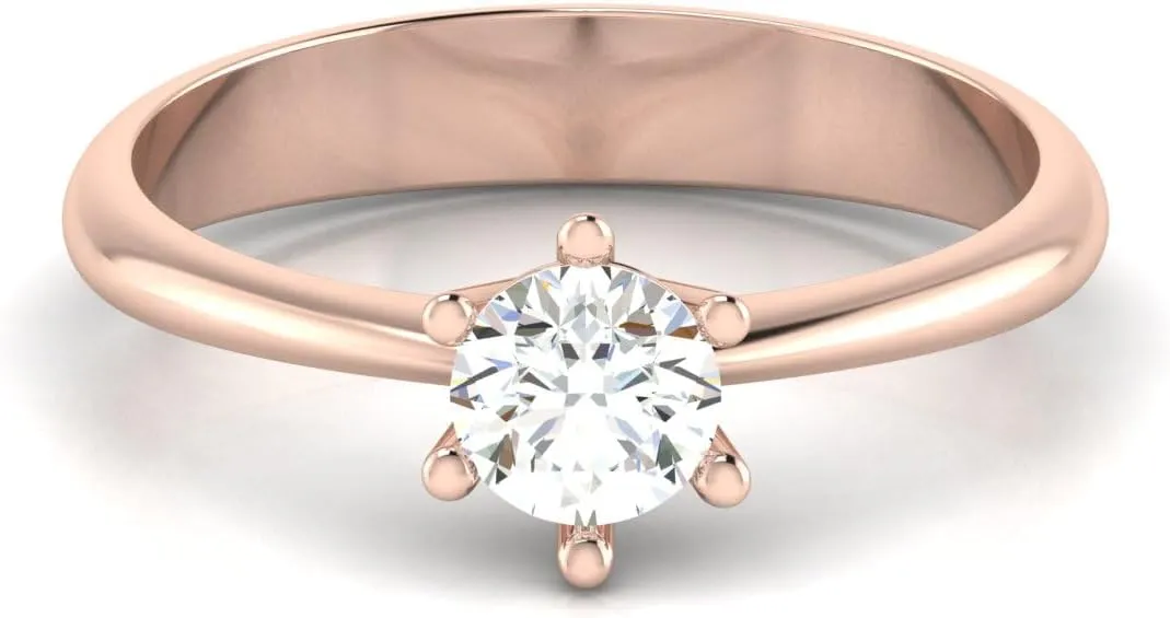 GEMHUB Lab Created G VS1 Diamond 14k Rose Gold 0.5 CT Round Shape Solitaire Couples Promise Ring Size 4 5