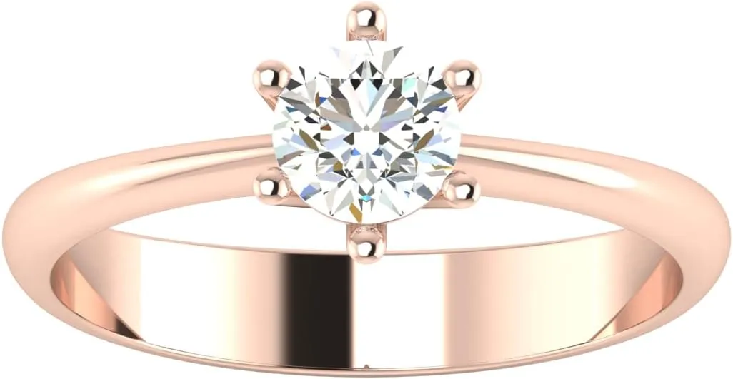 GEMHUB Lab Created G VS1 Diamond 14k Rose Gold 0.5 CT Round Shape Solitaire Couples Promise Ring Size 4 5