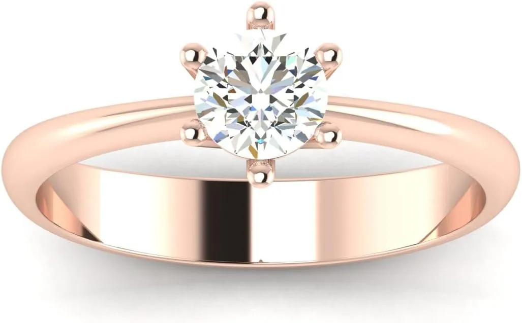 GEMHUB Lab Created G VS1 Diamond 14k Rose Gold 0.5 CT Round Shape Solitaire Couples Promise Ring Size 4 5