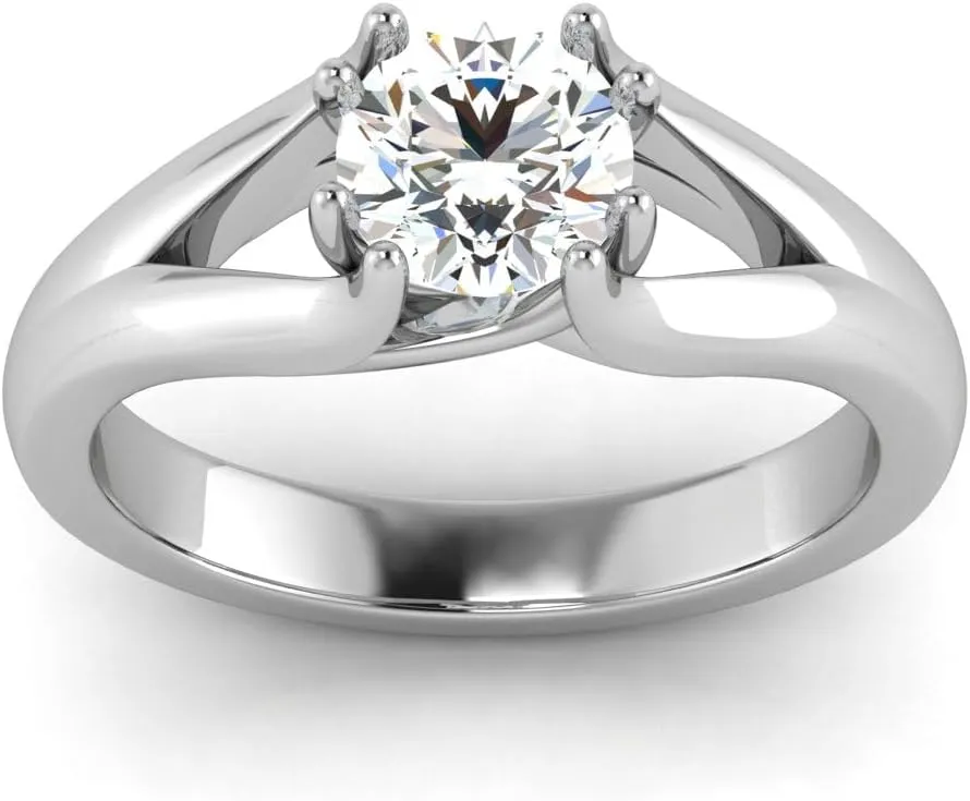 GEMHUB Lab Created G VS1 Diamond 14k White Gold 1. CT Round Cut Solitaire Couples Promise Ring Size 4 5 5