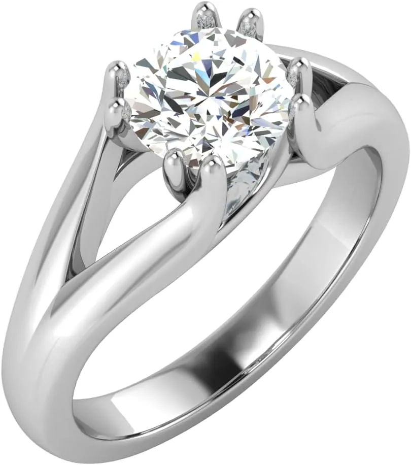 GEMHUB Lab Created G VS1 Diamond 14k White Gold 1. CT Round Cut Solitaire Couples Promise Ring Size 4 5 5